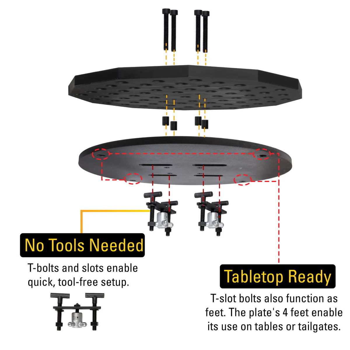 Stand mobil pentru sudură Ø350 mm + kit 12 accesorii, sistem 16 mm, Scout BuildPro, TWS350-KC1