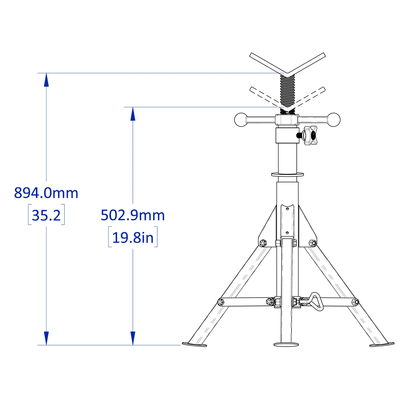 Trepied reglabil pentru sustinere tevi si lucrari de sudura, 500 - 900 mm, Strong Hand Tools, PTS1108F